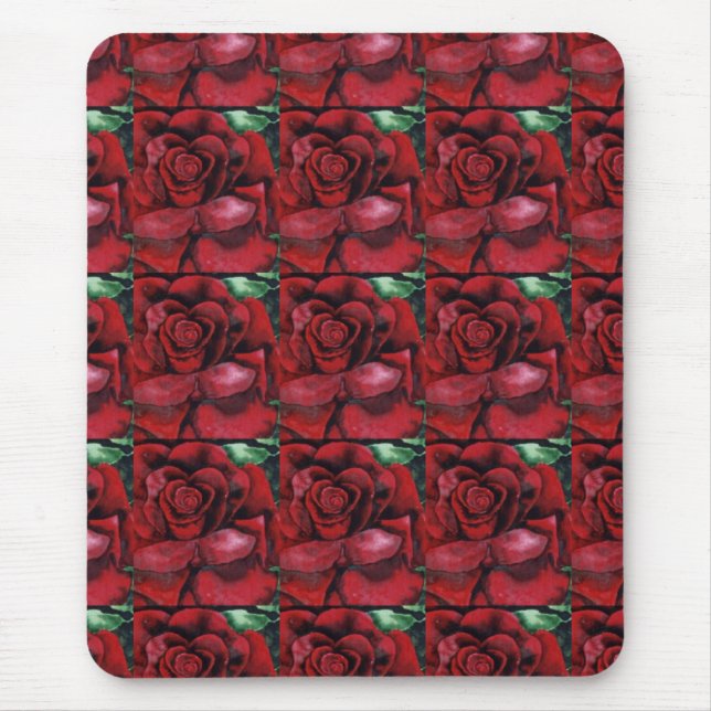 Tapis De Souris "Rouge, rouge, Rose" Floral Mousepad (Devant)