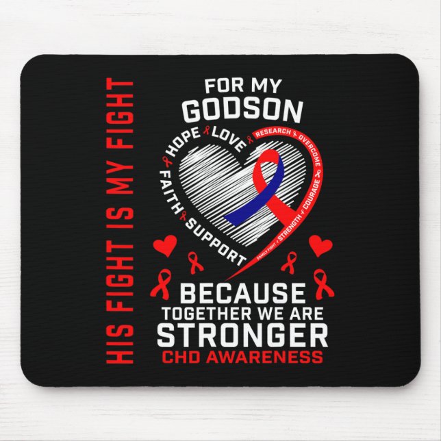 Tapis De Souris Rouge Son combat est mon combat Godson Chd Awarene (Devant)