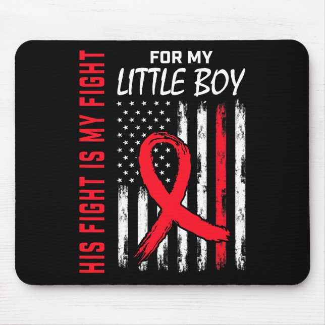Tapis De Souris Rouge Son Fils De Combat Petit Garçon Maladie Coeu (Devant)