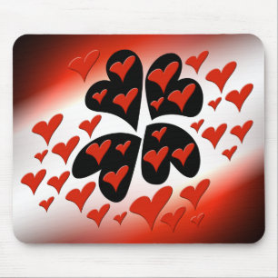 Tapis De Souris Rouge sur les coeurs noirs