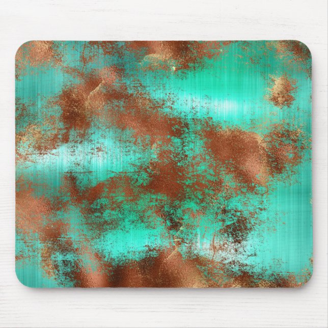 Tapis De Souris Rouille Turquoise Abstrait (Devant)