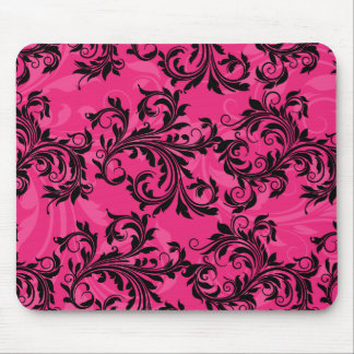 Tapis De Souris Rouleaux à feuilles roses et noires chaudes Mousep