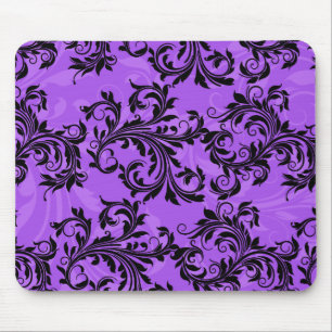 Tapis De Souris Rouleaux feuillus mauve et noire Mousepad