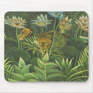 Tapis De Souris Rousseau Tropical Jungle Lion Peinture