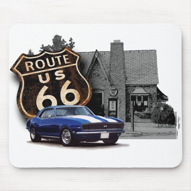 Tapis De Souris Route 66 Muscle Car (Devant)
