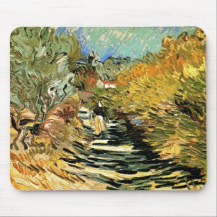 Tapis De Souris Route à St Remy avec figure par Vincent van Gogh