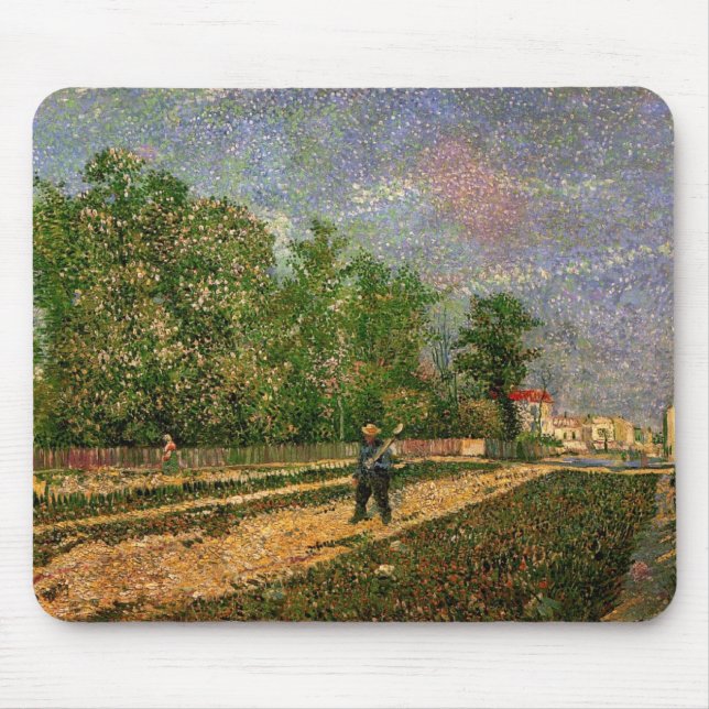 Tapis De Souris Route de Paris avec paysan par Vincent van Gogh (Devant)