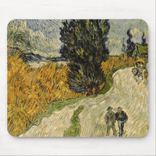 Tapis De Souris Route de Vincent van Gogh   avec des cyprès, 1890