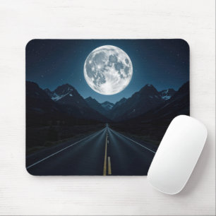Tapis De Souris Route montagneuse au clair de lune