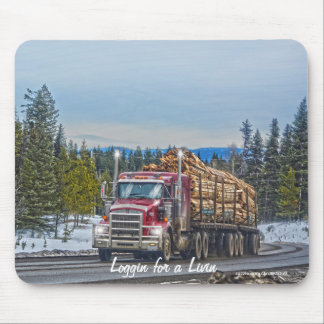 Tapis De Souris Route rouge de camion de bois de charpente