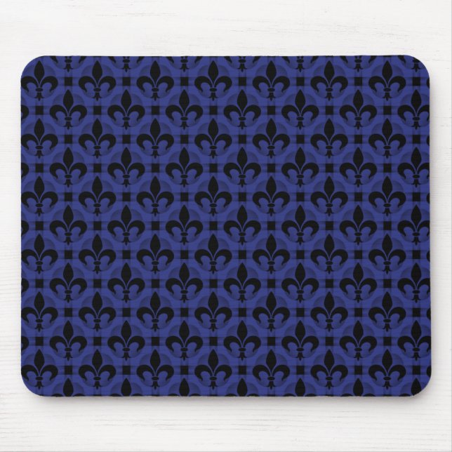 Tapis De Souris Royal Blue Fancy Fleur de lis Mousepad (Devant)