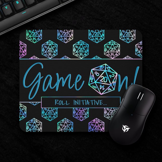 Tapis De Souris RPG Game On | Holo Fantasy Tabletop PnP Gamer Dice (Créateur téléchargé)