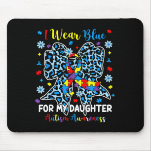 Tapis De Souris Ruban à énigme d'autisme de nœud de léopard porte