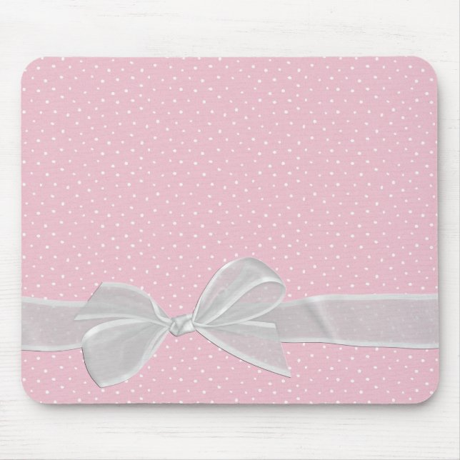 Tapis De Souris Ruban blanc Sheer sur les points d'épingle (Devant)