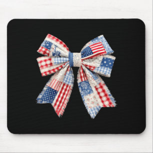 Tapis De Souris Ruban Coquette du 4 juillet Drapeau Américain Femm