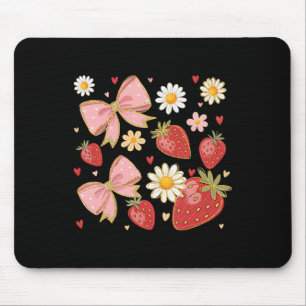 Tapis De Souris Ruban Coquette Fruité Floral Féminin de Fraise d'É