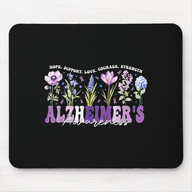 Tapis De Souris Ruban de fleurs violettes pour la sensibilisation  (Devant)