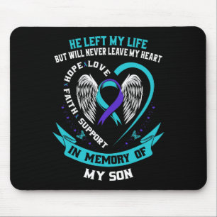Tapis De Souris Ruban de sensibilisation au suicide de couleur tur
