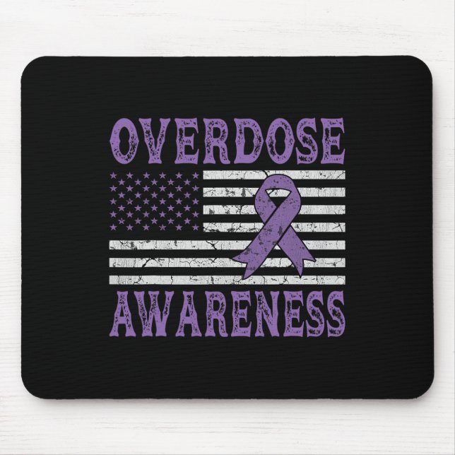 Tapis De Souris Ruban de sensibilisation au surdosage Drogue Addic (Devant)