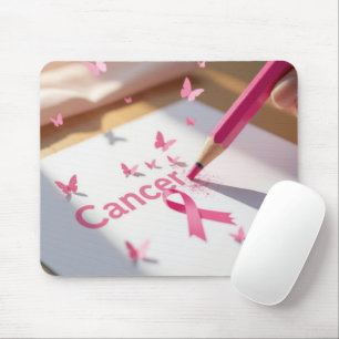 Tapis De Souris Ruban et papillons de sensibilisation au cancer du