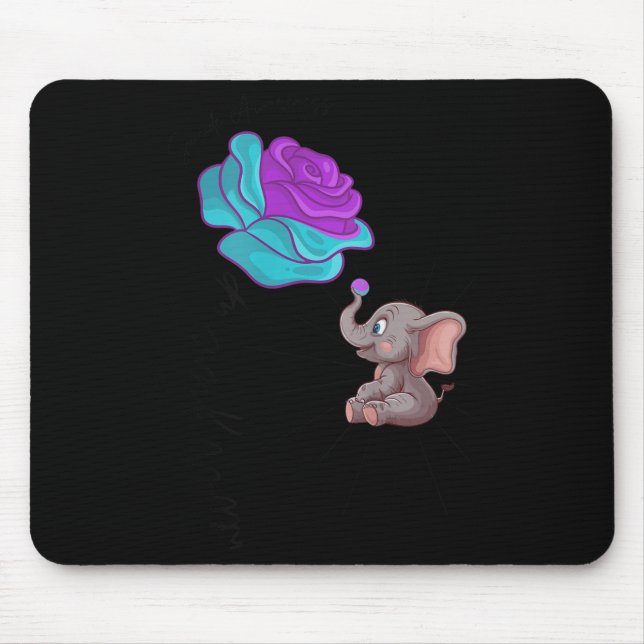 Tapis De Souris Ruban graphique éléphant fleur de sensibilisation  (Devant)
