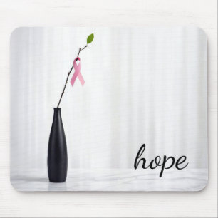 Tapis De Souris Ruban rose de l'espoir sur une brindille