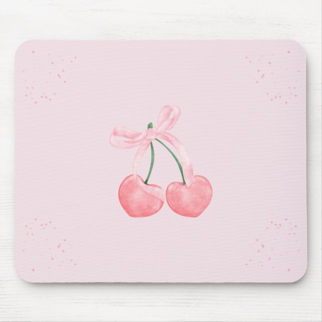 Tapis De Souris Ruban rose étincelle cerise (Devant)