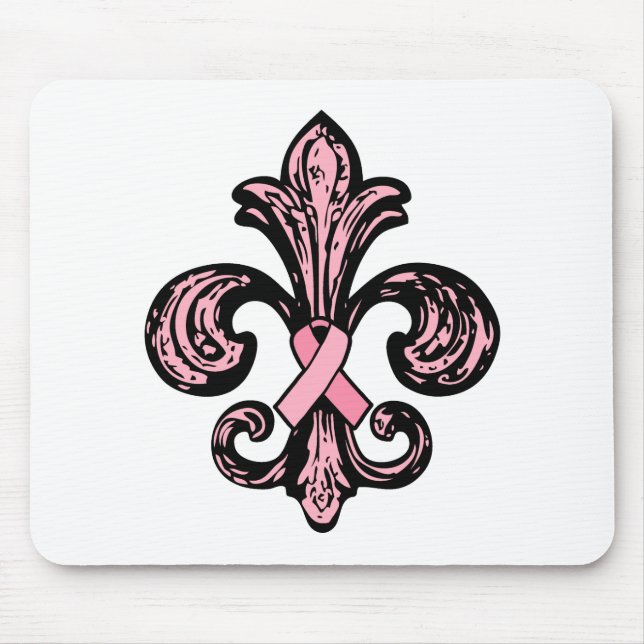 Tapis De Souris Ruban rose Fleur de lis (Devant)