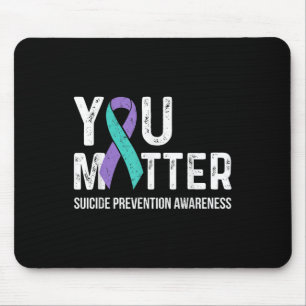 Tapis De Souris Ruban sarcelle et violet de sensibilisation à la p
