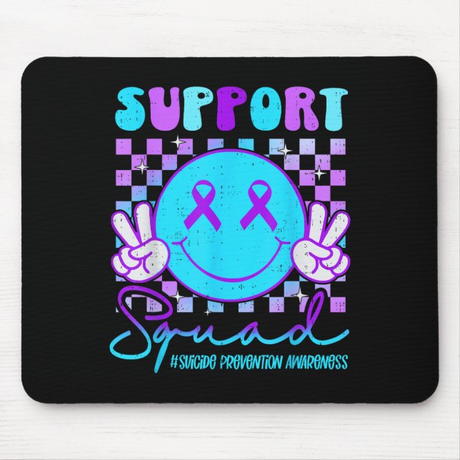 Tapis De Souris Ruban sarcelle et violet de sensibilisation au sui (Devant)