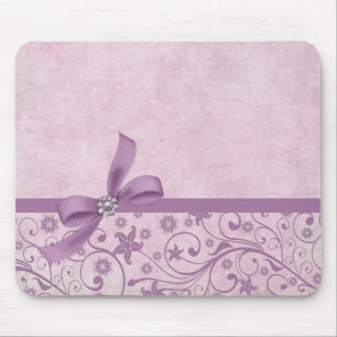 Tapis De Souris Ruban Violet de luxe élégant Damask Mousepad