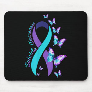 Tapis De Souris Ruban violet sarcelle de sensibilisation à la prév
