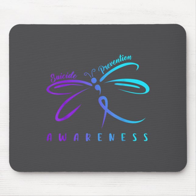 Tapis De Souris Ruban Violet Turquoise de Sensibilisation à la Pré (Devant)