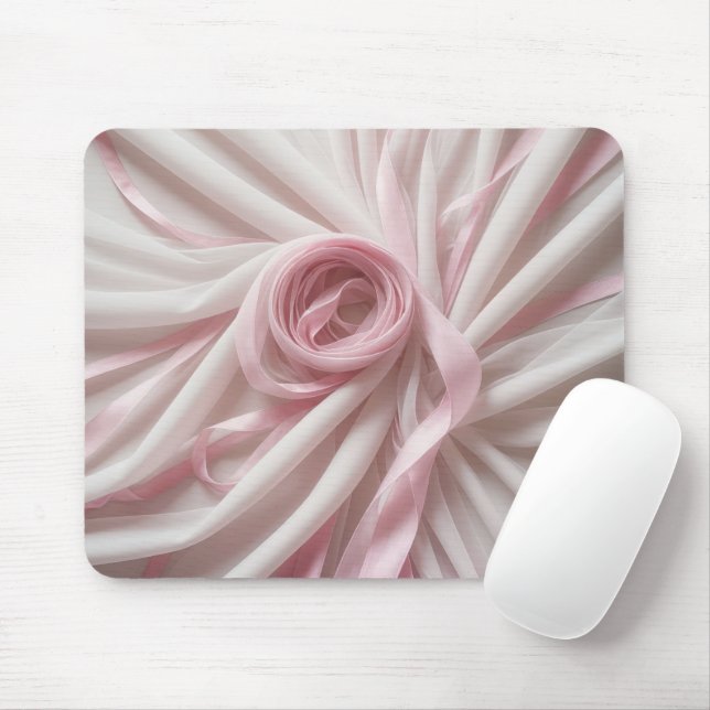 Tapis De Souris Rubans Roses Avec Tulle Blanche (Avec souris)