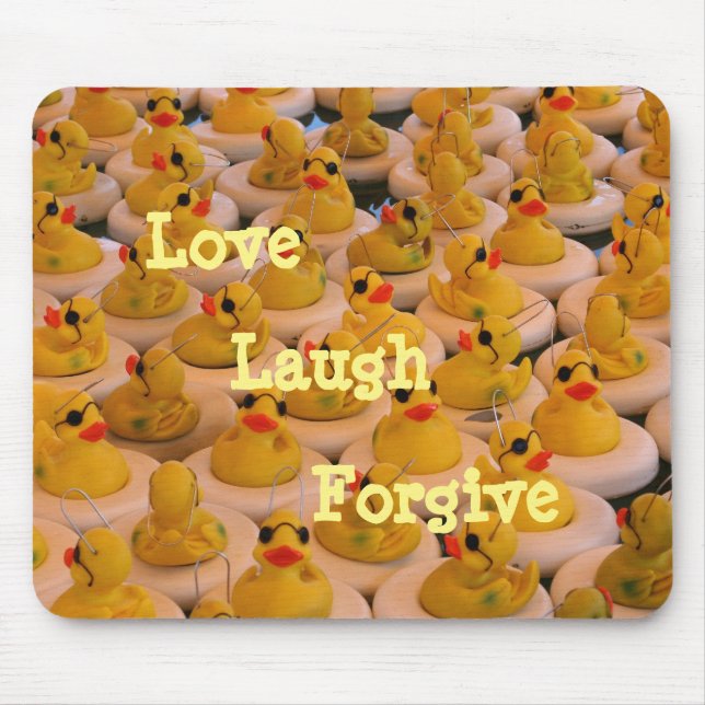Tapis De Souris Rubber Ducks Love Laugh Pardonne Inspirational (Devant)