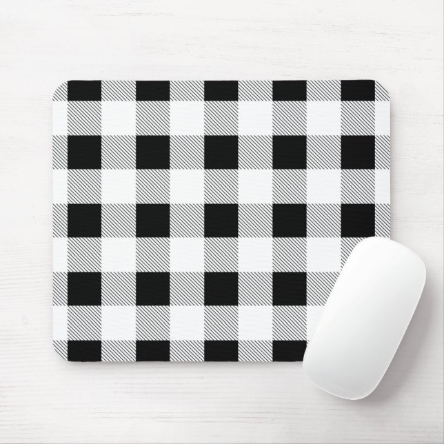 Tapis De Souris ruc farmhouse chic black and white plaid (Avec souris)