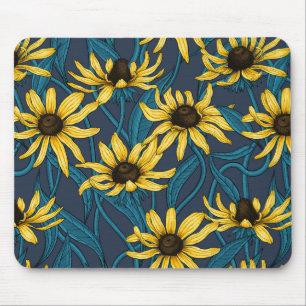 Tapis De Souris Rudbekia jaune sur la marine