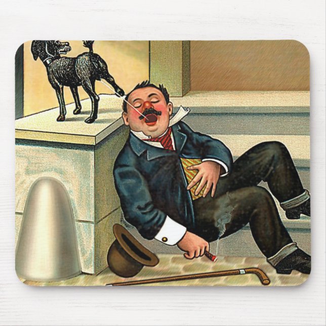 Tapis De Souris RUDE AWAKENING - Chien Vintage Art (Devant)