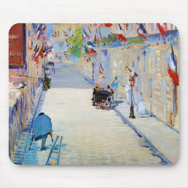 Tapis De Souris Rue avec drapeaux français, Manet (Devant)