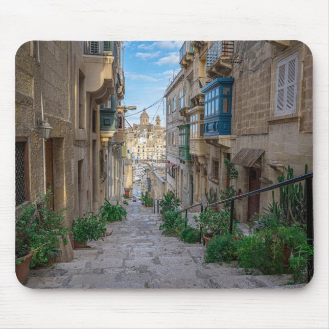 Tapis De Souris Rue de pierre étroite à Malte (Devant)