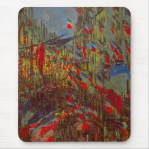 Tapis De Souris Rue Montorgueil aux drapeaux de Claude Monet