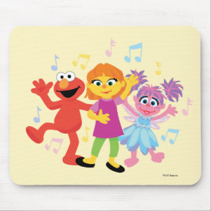 Tapis De Souris Rue Sésame Julia, Elmo & Abby Dancing