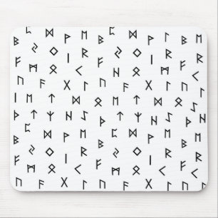 Tapis De Souris Runes viking noires sur le Arrière - plan blanc