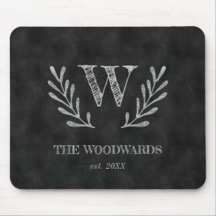 Tapis De Souris Russe Chalkboard Famille Monogram Laurel Wreath