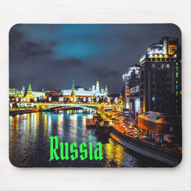 Tapis De Souris Russie ou Fédération de Russie Moscou la nuit (Devant)