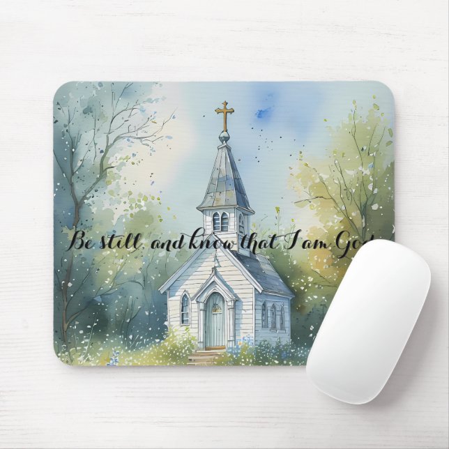 Tapis De Souris Rustic Church Path in Wildflower Meadow (Avec souris)