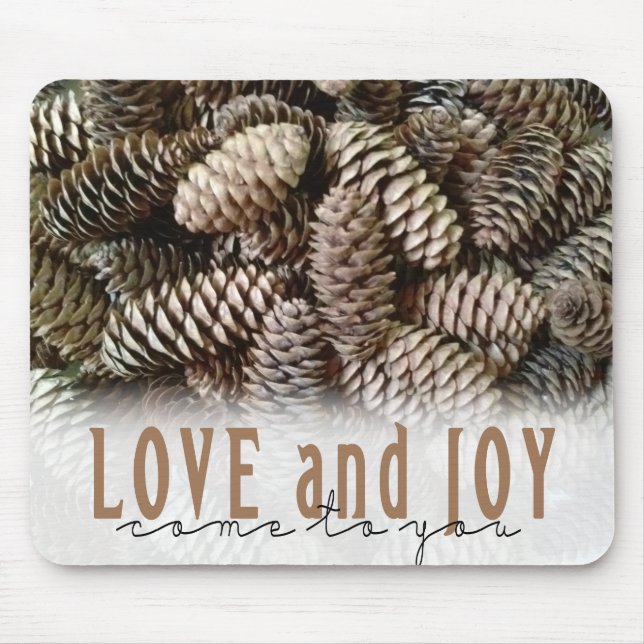 Tapis De Souris Rustic Holiday Love and Joy Pine Cone (Devant)