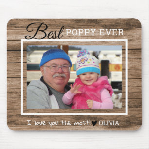 Tapis De Souris Rustic Wood Best Poppy Ever Grandpa Photo