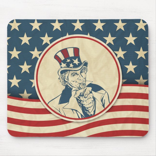 Tapis De Souris Rustique Americana Oncle Sam Patriotique (Devant)