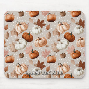 Tapis De Souris Rustique Citrouilles d'automne et feuilles d'autom